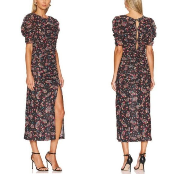 Free People/REVOLVE Briella Midi Floral Ruched Dress Twilight Combo.  SZ XS - Picture 1 of 5